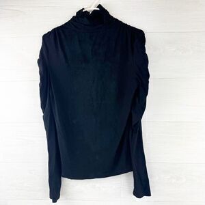 Frame Ruched Sleeve Fitted Turtleneck Top